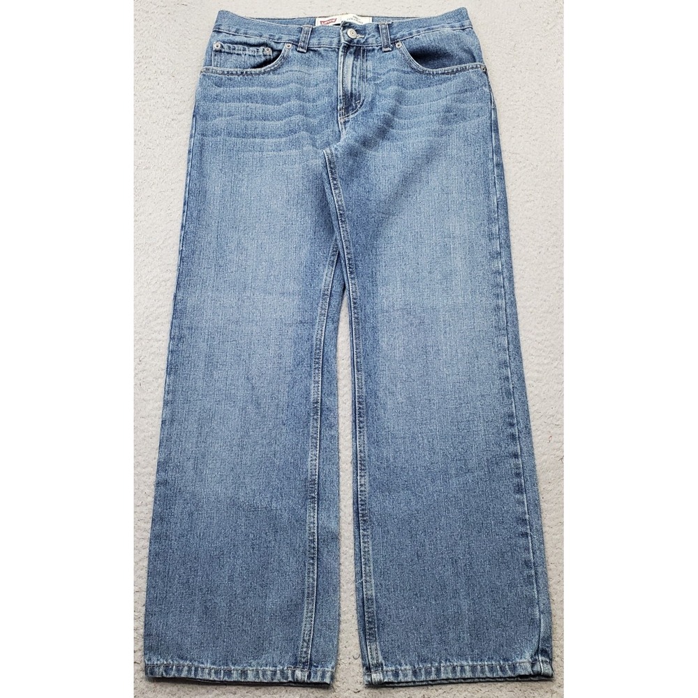 Levi's 505 Straight Leg Jeans Youth 18 Blue Denim Whiskered Red Tab Stretch